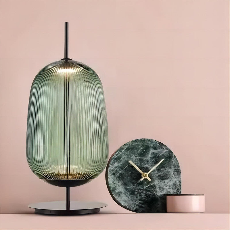 Emerald Green Frosted Glass Table Lamp