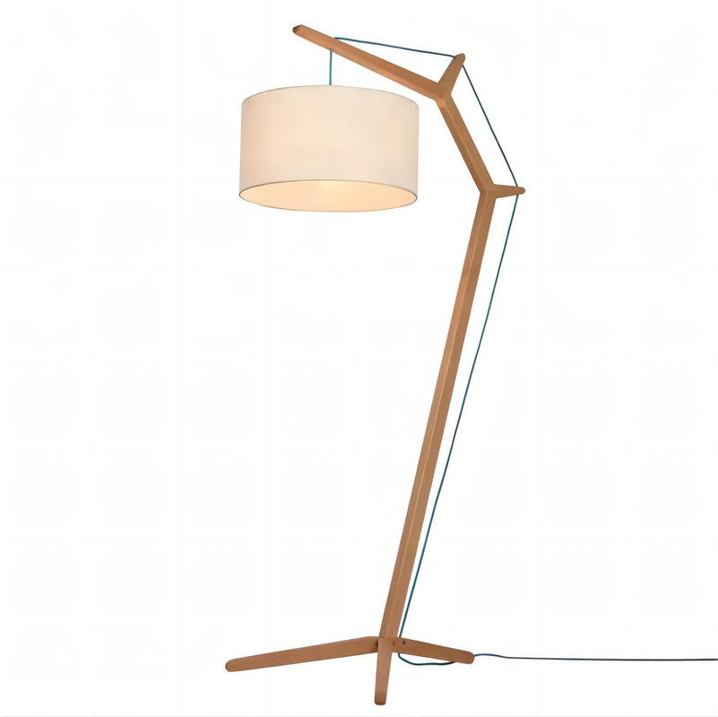 Natural Oak Wood Tripod LED Floor Lamp